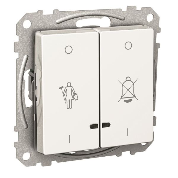 Schneider Electric Exxact Hotellkortbryter med betjeningssymboler, hvit