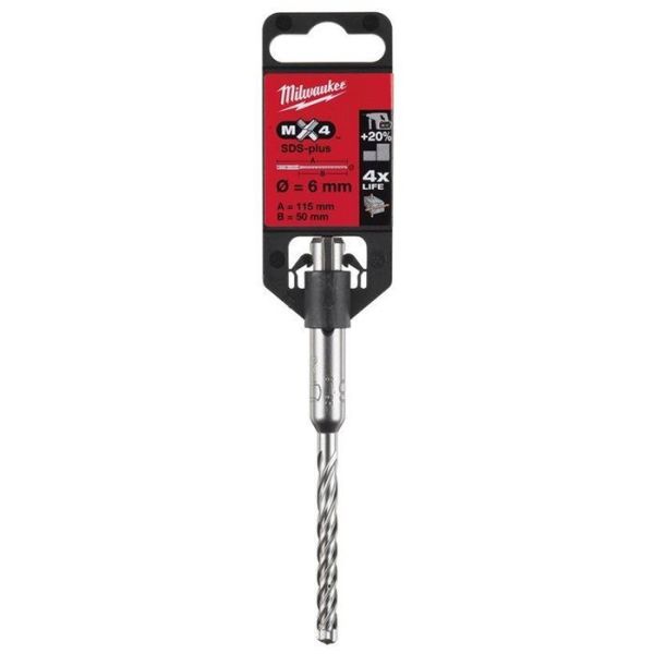 Milwaukee MX4 Hammerbor SDS-Plus, 4-skjærs 6x115 mm