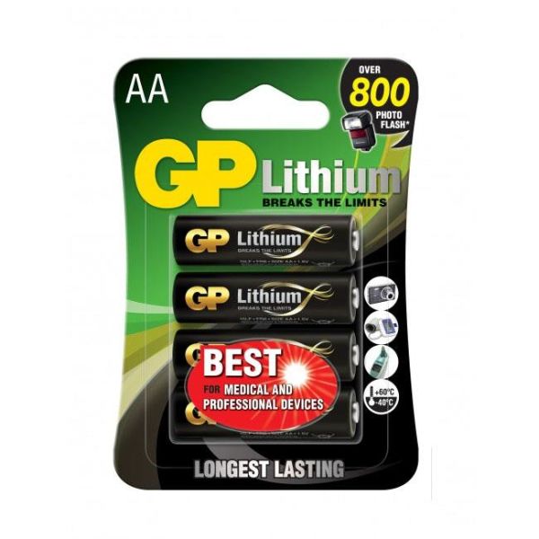 GP Batteries 15LF-2U4 Litiumbatteri 1.5V, 4-pakk AA