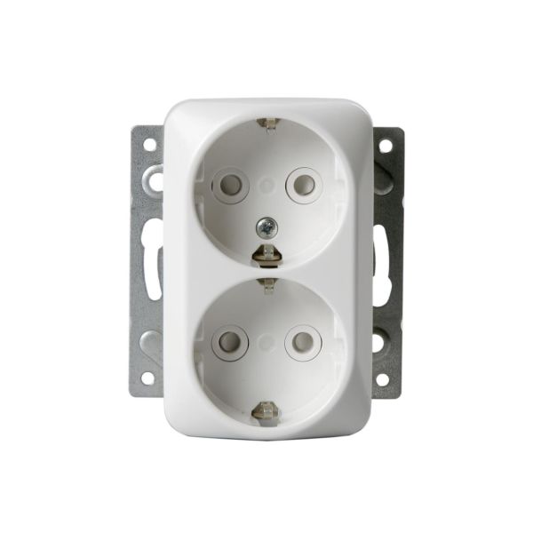ABB 302EUC Vegguttak 2-veis, innfelt, pirkesikkert Skruemontering