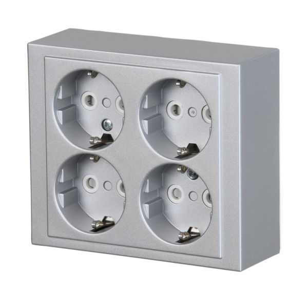 ABB Impressivo Vegguttak 4-veis, jordet, utenpåliggende Aluminium