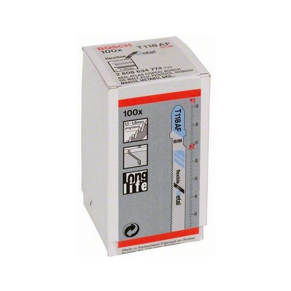 Bosch Flexible for Metal Stikksagblad For 1-3 mm plate, 92 mm 100-pakn.