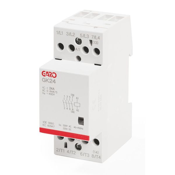 Garo GK24 4NO 230V ACDC Kontaktor 4-polet, 25 A 4 lukket