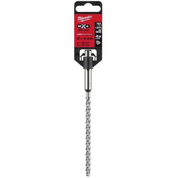Milwaukee MX4 Hammerbor SDS-Plus, 4-skjærs 6x165 mm