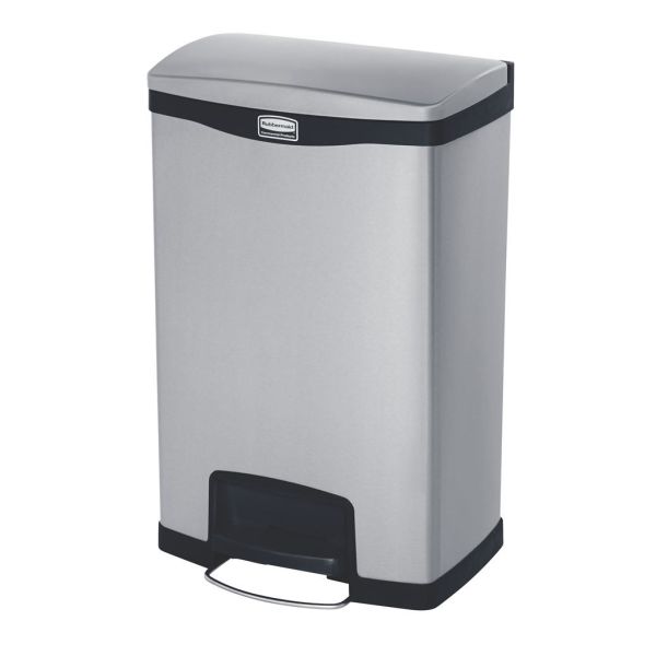 Rubbermaid Slim Jim Avfallsbeholder med pedal, rustfritt stål 50 l