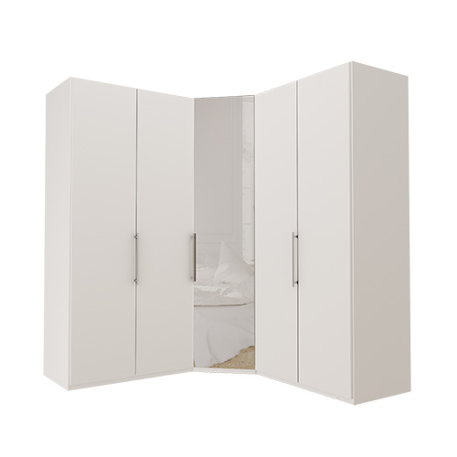 Garderobe Atlanta - Hvit 100 + hjørne + 100, 236 cm, Hvit