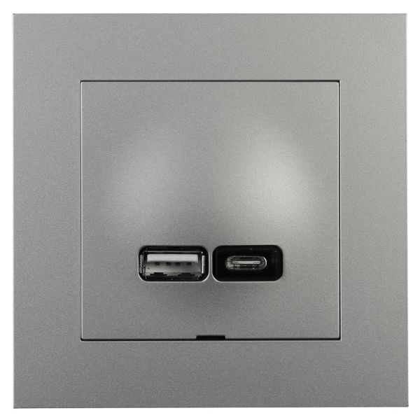 Elko EKO07081 Ladeuttak USB A+C Plus Aluminium
