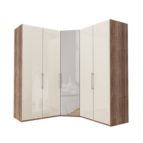 Garderobe Atlanta - Mørk rustikk eik 100 + hjørne + 100, 216 cm