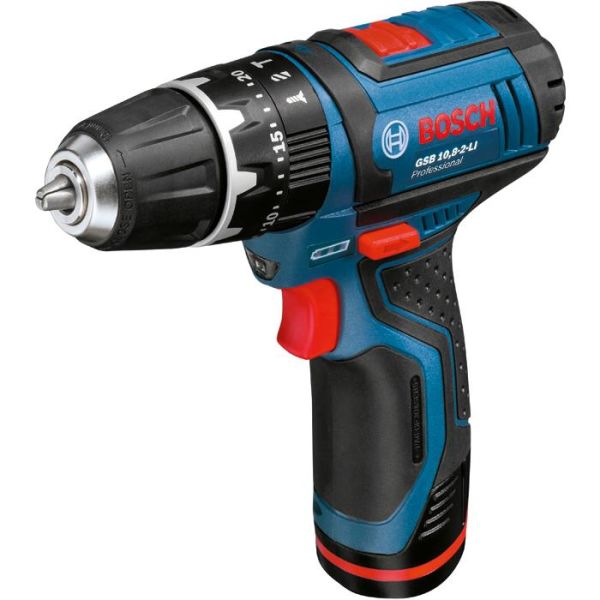Bosch GSB 12V-15 Slagbor/skrutrekker med batterier og lader