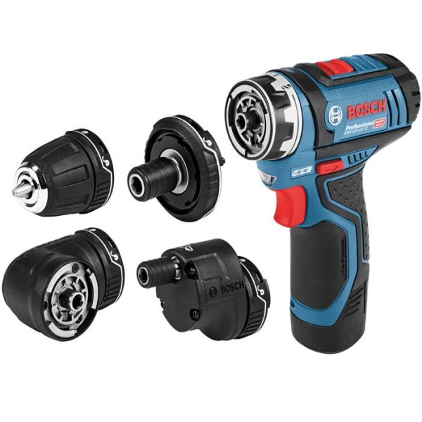 Bosch GSR 12V-15 FC Borskrutrekker med adaptere, batterier og lader