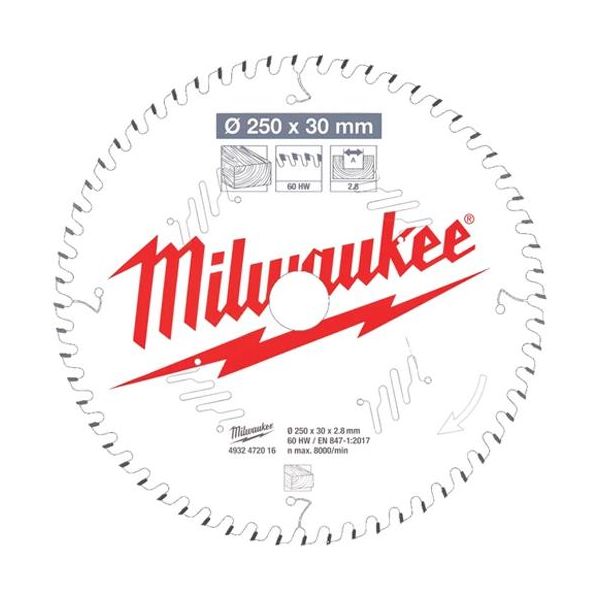 Milwaukee CSB MS W Sagklinge 250x2,8x30 mm, 60T