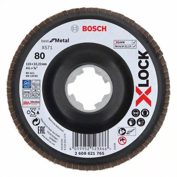 Bosch Best for Metal Lamellslipeskive med X-LOCK X571, vinklet 115 mm, G 80
