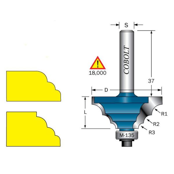 Cobolt 233-929 Flerradiefres R=3, 4,5 og 6mm