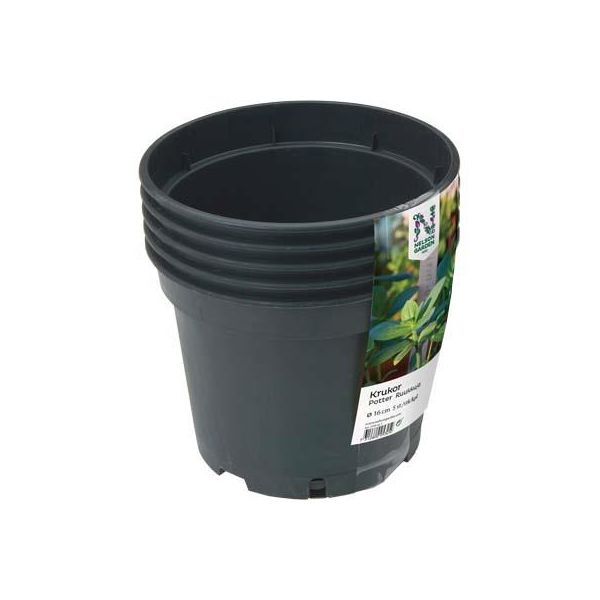 Nelson Garden 5729 Plastkrukke svart, Ø 17 cm, 5-pakning, 2 L