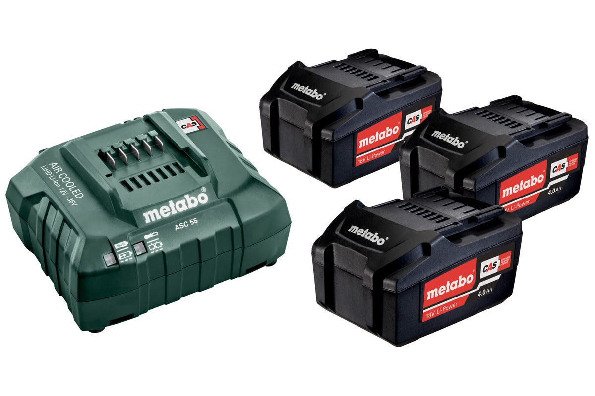 Metabo Batterisett 3X4,0 AH + Lader og Innlegg