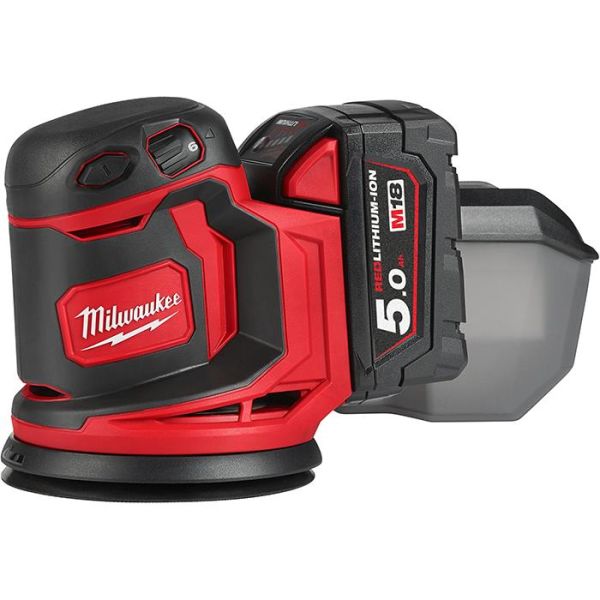Milwaukee M18 BOS125-502B Eksentersliper med 5,0Ah-batterier og lader
