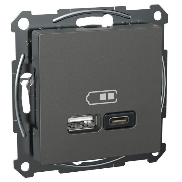 Schneider Electric Exxact USB-uttak USB type A+C Antrasitt