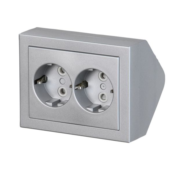 ABB Impressivo Hjørneboks 2-veis, jordet, utenpåliggende Aluminium