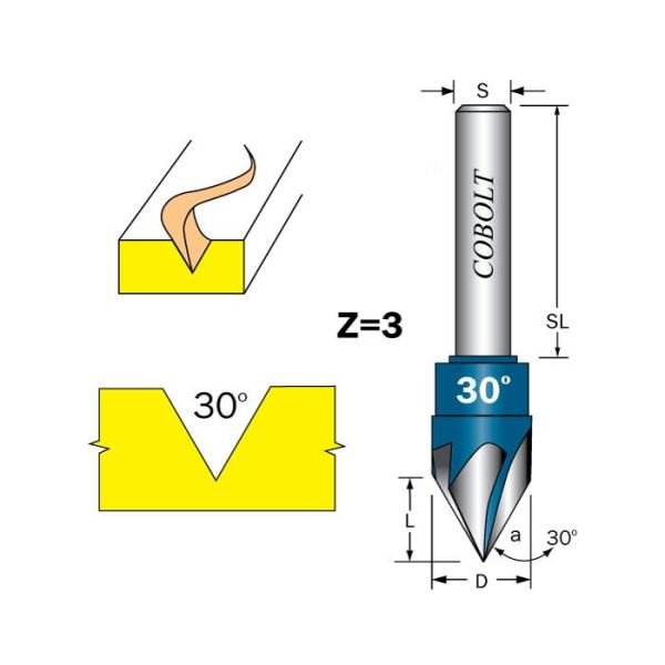 Cobolt 209-000 Skiftfres Z=3, 30 grader