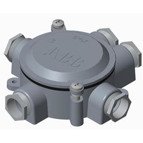 ABB 2CMA136545R1000 Lettmetallboks aluminium, gjenge 22,5 2 høyre, 1 venstre, 1 ned, 1 opp, 90 nm