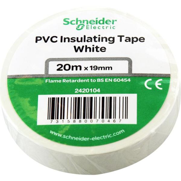 Schneider Electric 2420104 Elektrikerteip 19 mm x 20 m Hvit