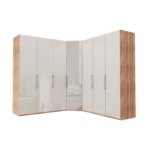 Garderobe Atlanta - Lys rustikk eik 150 + hjørne + 150, 236 cm