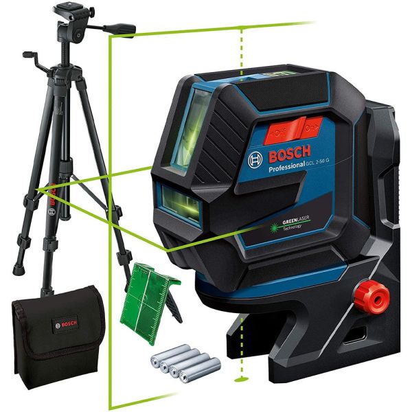 Bosch GCL 2-50/RM10/BT150 Kombilaser grønn, med batterier