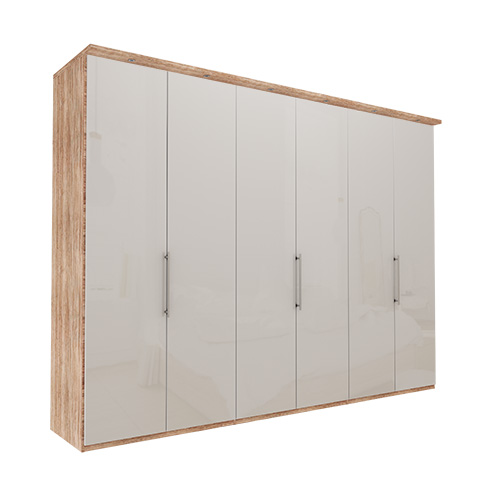 Garderobe Atlanta - Lys rustikk eik 300 cm, 236 cm, Med gesims
