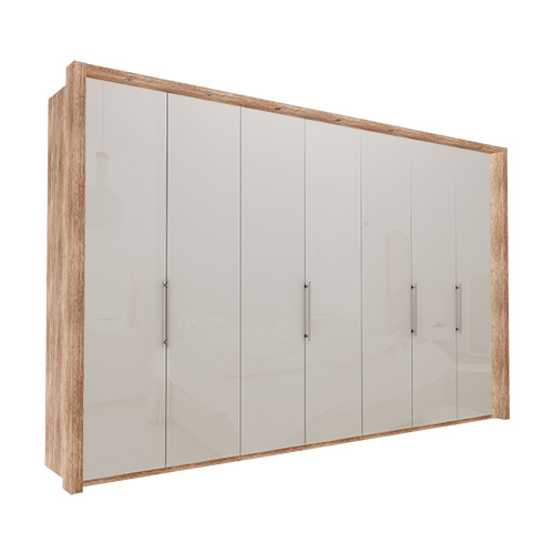 Garderobe Atlanta - Lys rustikk eik 350 cm, 236 cm, Med ramme