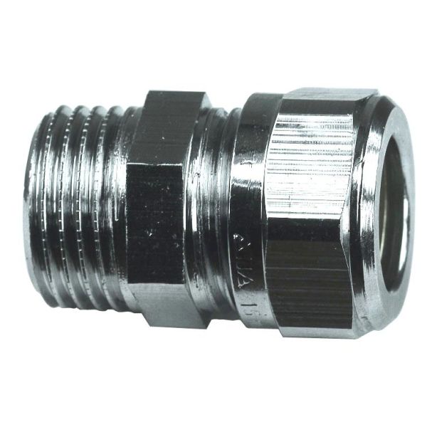 Gelia 3006123012 Klemringkobling rett, kobber-utv. gjenge 10 x G15, krom