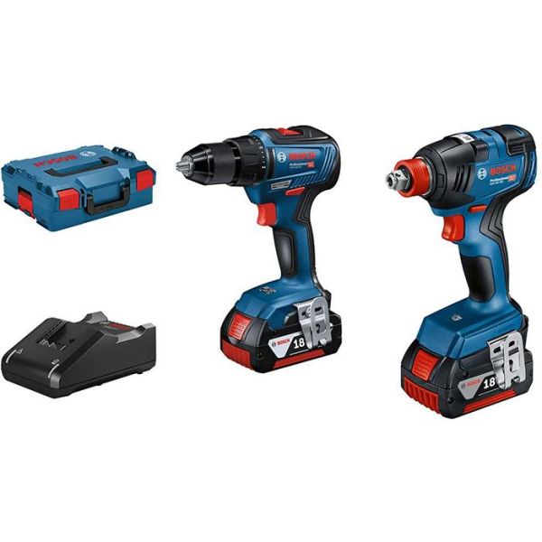 Bosch GDX 18V-200 + GSR 18V-55 Verktøypakke med L-BOXX, 4,0 Ah-batterier og lader