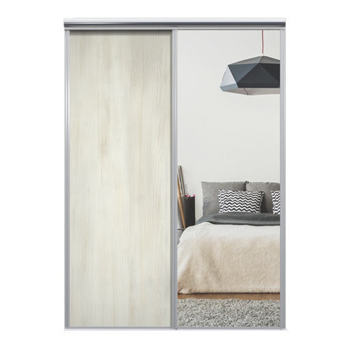 Mix Skyvedør White wood / Sølvspeil 2300 mm 2 dører