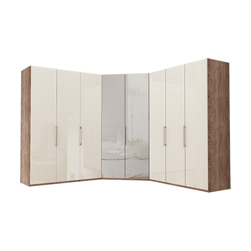 Garderobe Atlanta - Mørk rustikk eik 150 + walk-in + 150, 216 cm
