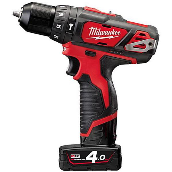 Milwaukee M12 BPD-402C Slagbormaskin med 4,0Ah-batterier og lader