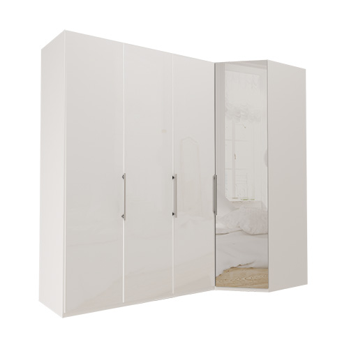 Garderobe Atlanta - Hvit 150 cm, 216 cm, Hvitt glass