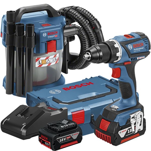 Bosch GSR 18V-EC + GAS 18V-10 L Verktøypakke + Støvsuger GAS 18V-10 L