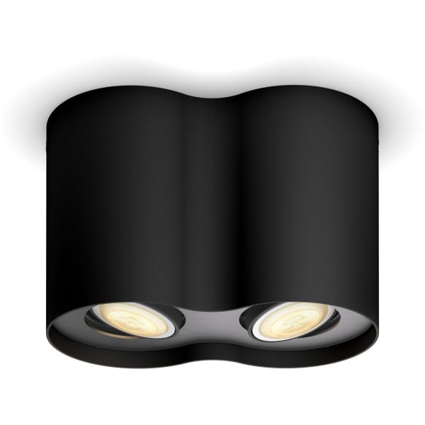 Philips Hue Pillar Spotlight dobbelt, 5,5 W LED, GU10 Svart