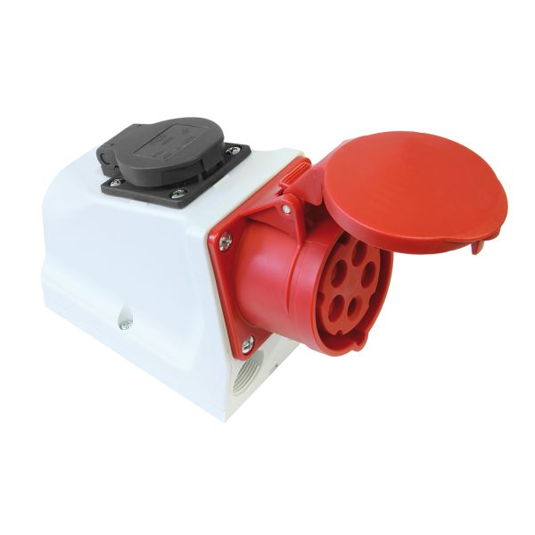 Garo UI 416-6 S+ RU/UIFG Vekkuttak IP44, 5-polet, 16 A Britisk schuko, rød, 6 h