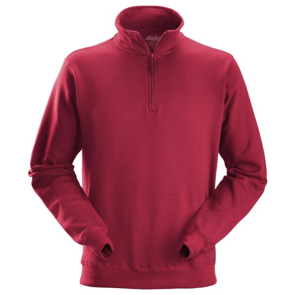 Snickers 2818 Sweatshirt rød, kort glidelås XS