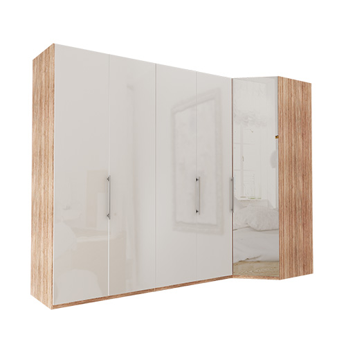 Garderobe Atlanta - Lys rustikk eik 200 cm, 236 cm, Hjørne