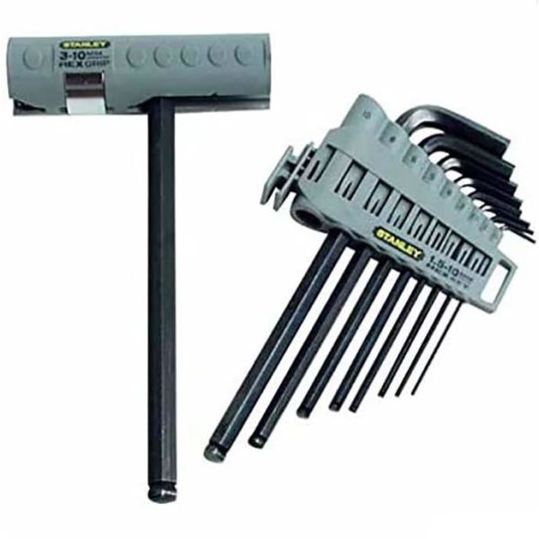 STANLEY 0-89-904 Unbrakonøkkelsett 9 deler, 1,5–10 mm, + T-håndtak