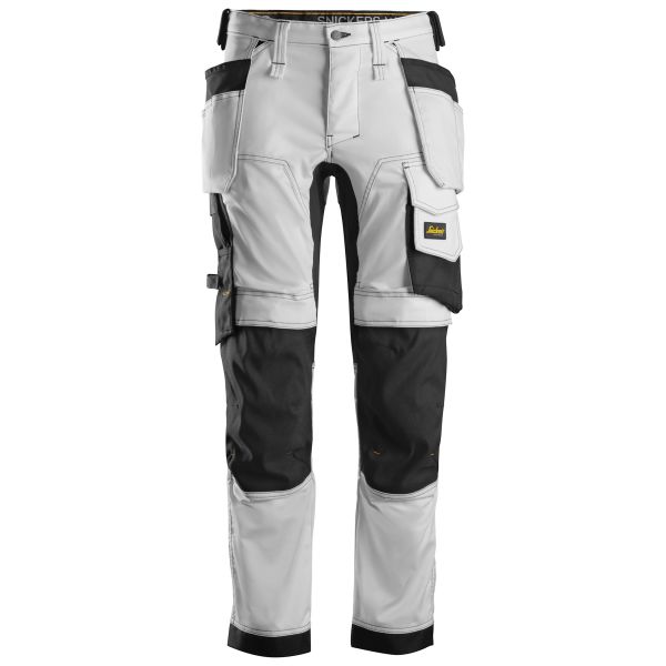 Snickers 6241 AllroundWork Arbeidsbukse hvit/svart, stretch C44