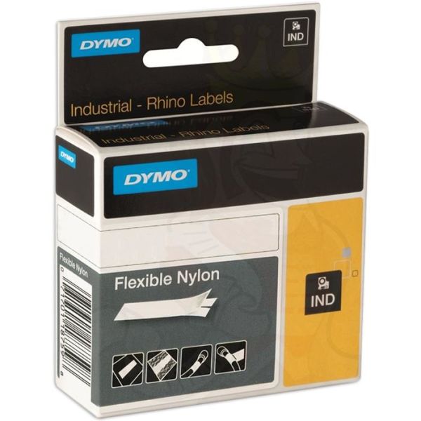 DYMO Rhino Teip fleksibel nylon 12mm Svart på hvitt