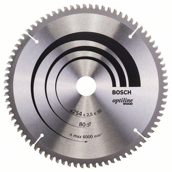 Bosch 2608640437 Optiline Wood Sagklinge 254x2,5x30 mm, 80T