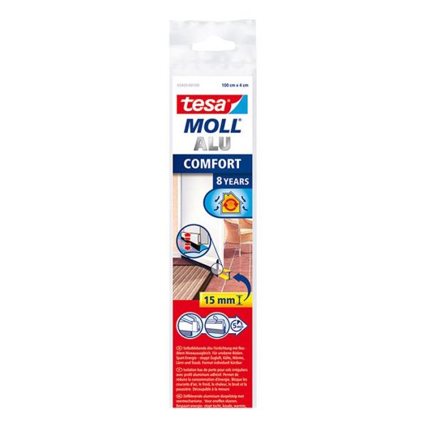 Tesa 05405-00100-00 Børstelist hvit, 1 m x 40 mm, fjærende