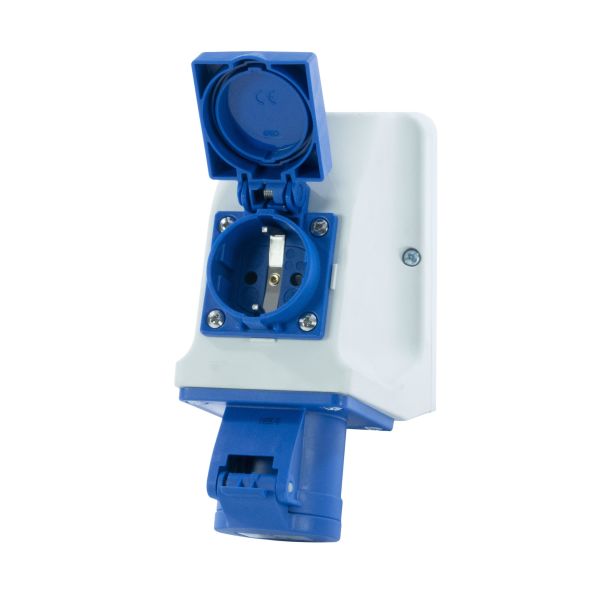 Garo UI 316-9 S+ RU/UIF Vekkuttak IP44, 4-polet, 16 A Schuko, blå, 9 h