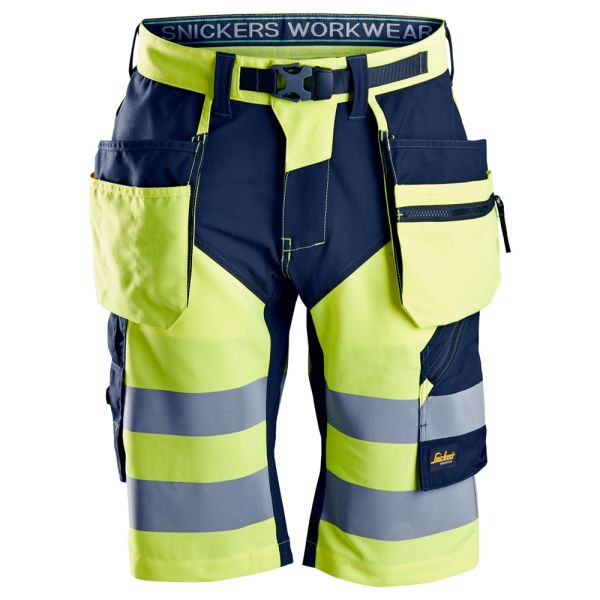 Snickers 6933 FlexiWork Arbeidsshorts varsel, gul/marineblå 44