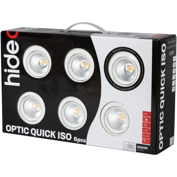 Hide-a-Lite Optic Quick ISO Downlight hvit, 6-pack 3000 K