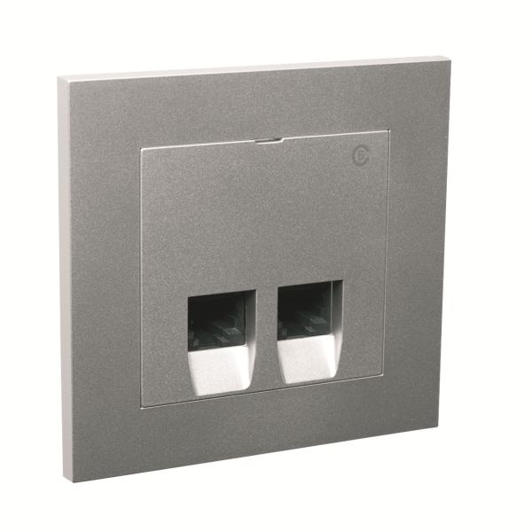 Elko EKO04821 Modulæruttak RJ45-uttak, aluminium 2 koblinger