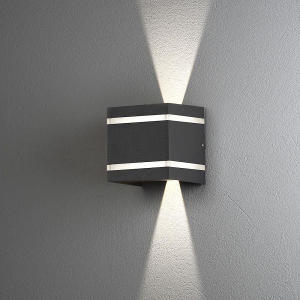 Konstsmide Cremona Veggarmatur LED, mørkegrå 2 x 3 W